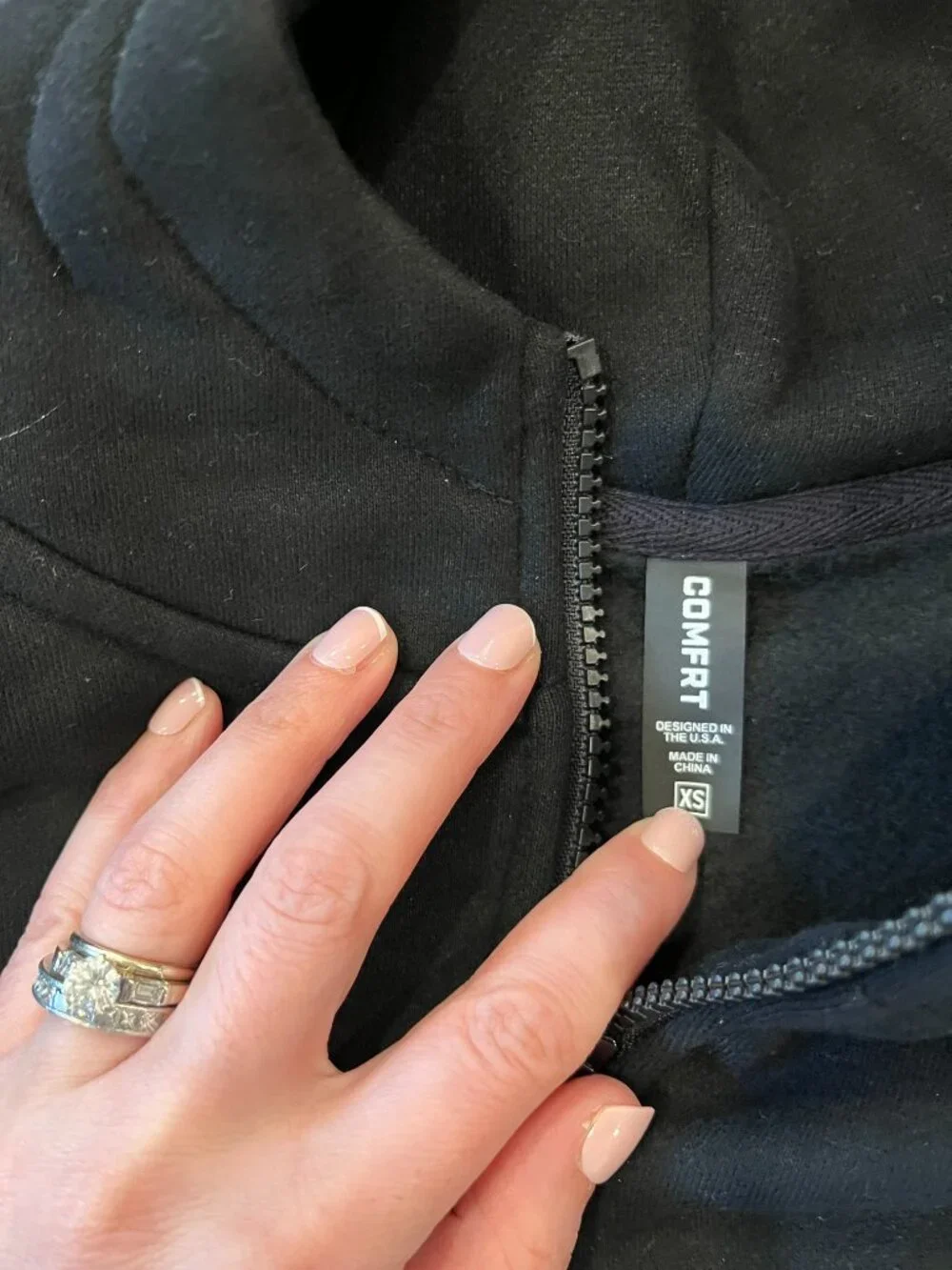 CMFRT Black Zip Hoodie Sweatshirt – XS – New Without Tags - Picture 3 of 3